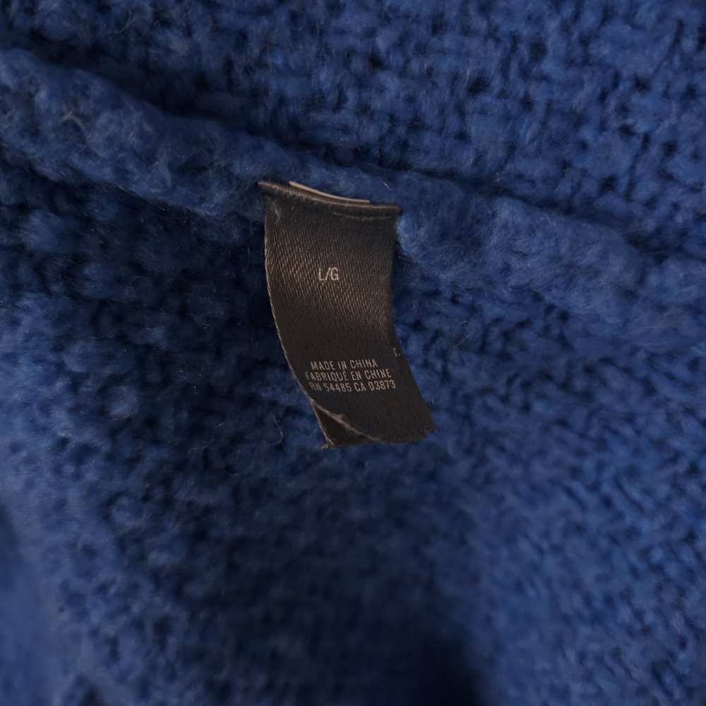 Aerie Sweater Womens L Blue Wool Blend Soft Knit Turtleneck Oversized Slouchy - Picture 4 of 11